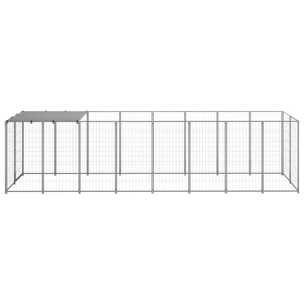 vidaXL Outdoor Dog Kennel Large Dog Crate Lockable Puppy Cage with Roof Steel